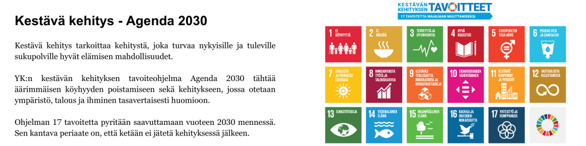 Kestävä kehitys - Agenda 2030
